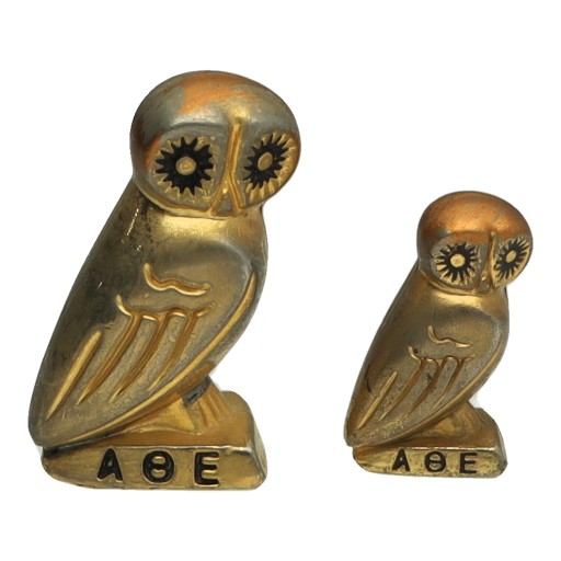 złocone figurki SOWA ATENY gold 24K MINERWA ATENA