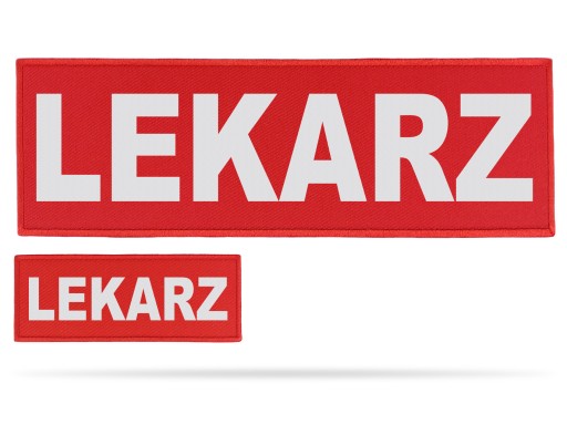 CZERWONE NASZYWKI ODBLASKOWE NAPIS LEKARZ - ZESTAW