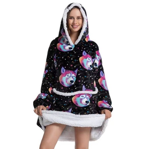 CIEPŁA BLUZA KOCE OVERSIZE GRUBA KOCE FUTRZAK SOFOWE