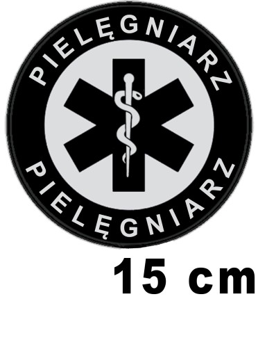PIELĘGNIARZ naszywka emblemat odblaskowy z nadrukiem 15 cm