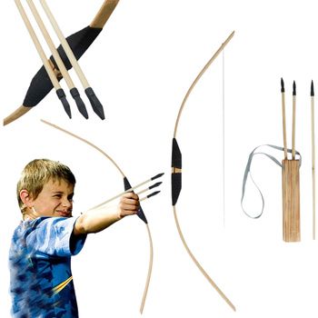 Drewniany Łuk 90cm + 3 Strzały Kołczan