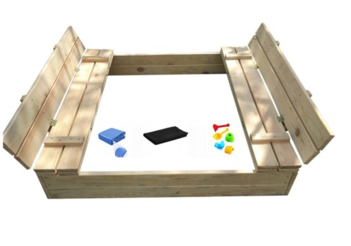PIASKOWNICA ZAMYKANA Z ŁAWECZKAMI 120X120CM GRATIS