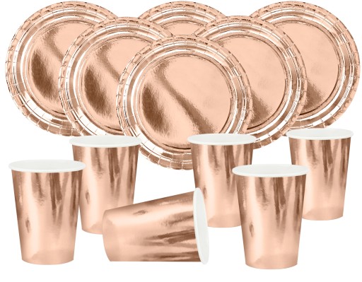 Zestaw Rose Gold Talerzyki Kubeczki Urodziny