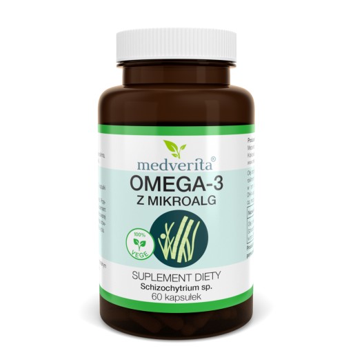 OMEGA-3 z mikroalg alg Schizochytrium VEGE DHA kwasy tłuszczowe 60 kapsułek