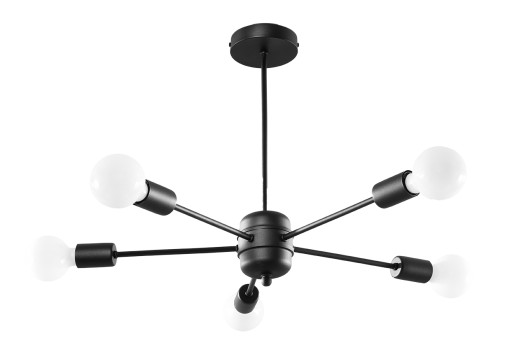 LOFTOWY Żyrandol LANGO 5 czarny/stal E-27 SOLLUX
