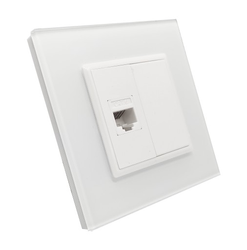 GNIAZDO LAN RJ45 pojedyncze SZKLANE BIAŁE