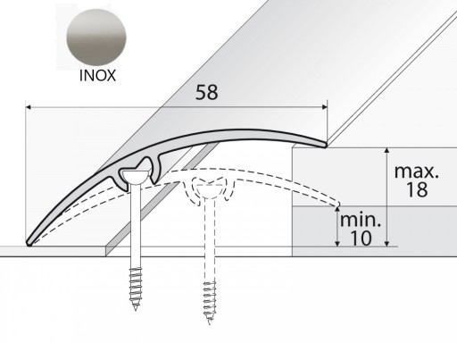 LISTWA progowa A75 58mm INOX 180cm