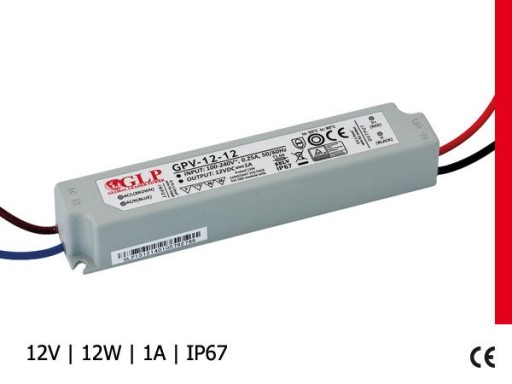ZASILACZ LED WODOODPORNY GPV 12W 1A 12V IP67
