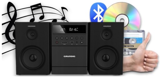 RADIO MINI WIEŻA BLUETOOTH USB MP3 KASETA AUX CD GRUNDIG MS 300 20W