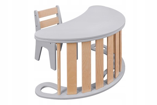 Zestaw Bujak Montessori +blat / stolik + krzesełko 3w1 komplet szary KIDS