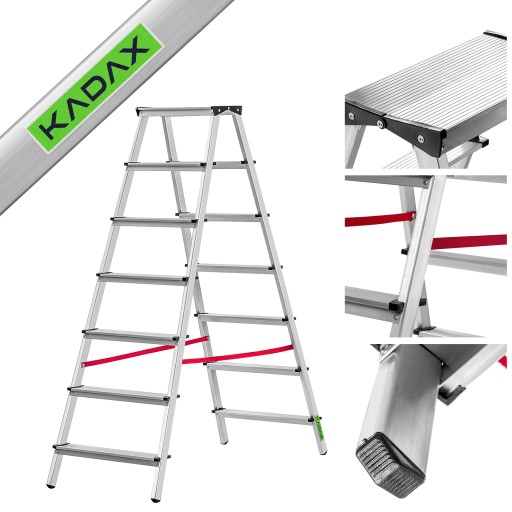 DRABINA ALUMINIOWA 7 STOPNIOWA DOMOWA SCHODKI DWUSTRONNA