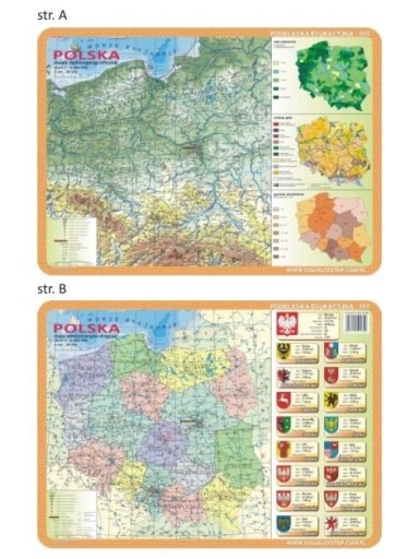 PODKŁADKA EDUKACYJNA 062 POLSKA - MAPA FIZYCZNA ..