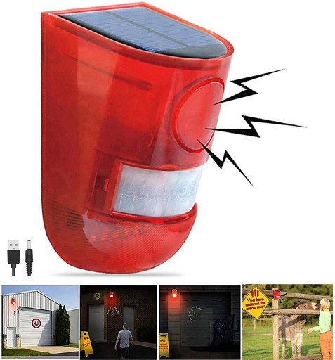 LAMPA SOLARNA ŚWIATŁO OSTRZEGAWCZE KOGUT