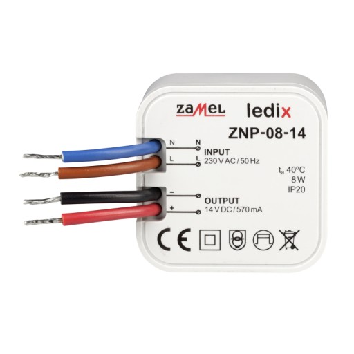 ZAMEL LEDIX ZASILACZ LED 14V 8W DOPUSZK ZNP-08-14