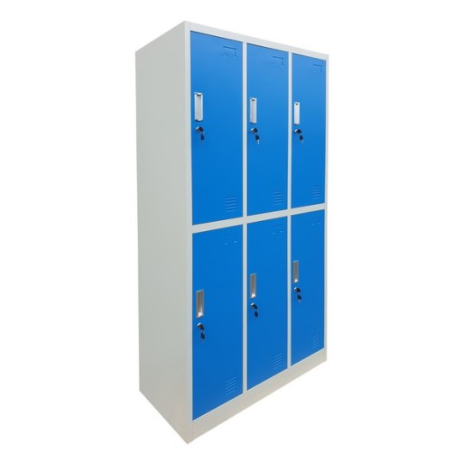 SZAFA BHP 6-KOMOROWA NIEBIESKA UBRANIOWA SOCJALNA skrytkowa metal 180x90 cm