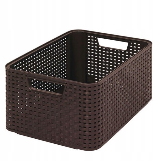 Kosz Curver Style M Brązowy Pojemnik Koszyk Rattan Organizer do Garderoby