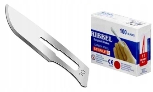 OSTRZA SKALPELE NOŻYKI OSTRZE SKALPEL NÓŻ CHIRURGICZNY RIBBEL 100szt 10