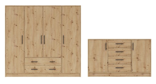 Zestaw mebli Szafa 200 + Komoda 140 cm SPOTI Dąb artisan