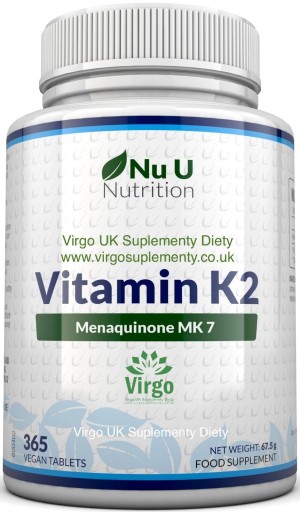 Witamina K2 MK7 200 mcg 365 Tabletek dla Wegan Skuteczna Najwyższej Jakości