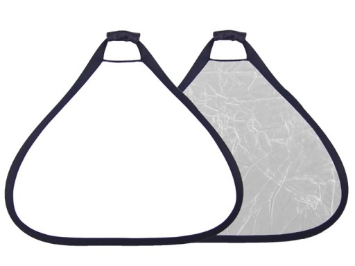 BLENDA TRÓJKĄTNA 2w1 80cm SREBRNA - BIAŁA + ETUI
