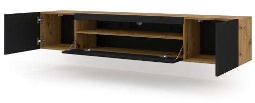 Szafka RTV AURA 200 wisząca dąb artisan czarny mat