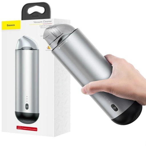 Baseus bezprzewodowy mini odkurzacz samochodowy Capsule 65W srebrny