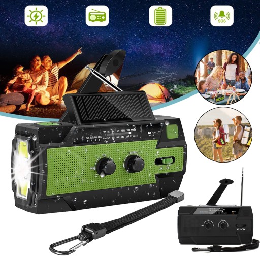 RADIO SOLARNE, PRZENOŚNE RADIO AWARYJNE , DYNAMO Z AM/FM, LATARKA LED