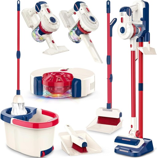 Sprzątający Zestaw 8w1 Odkurzacz Pionowy dla Dzieci Robot Mop Miotła 3 L+