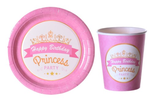 Zestaw urodzinowy papierowy Princess dziewczynki
