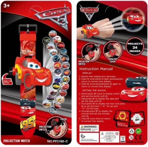 Zegarek Cars Auta z Projektorem
