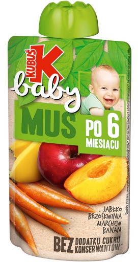 KUBUŚ Baby Mus Jabłko Brzoskwinia Marchew 100g