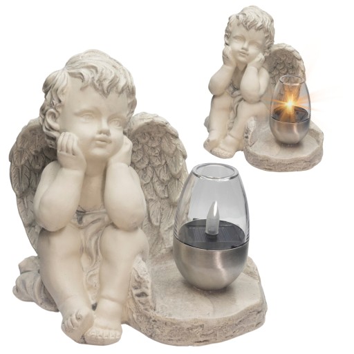 ZNICZ GIPSOWA FIGURKA NAGROBNA LAMPA SOLARNA LED