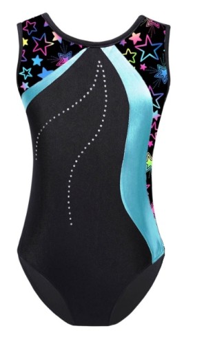 Premium Body Gimnastyczne Gwiazdki Czarne 158/164