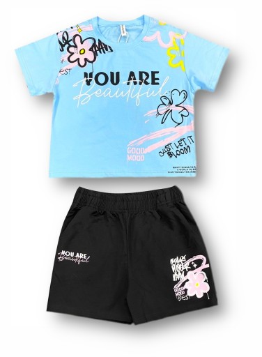 KOMPLET LETNI DKD-302-10 T-SHIRT + SPODENKI ZESTAW NA LATO BAWEŁNA 140/146