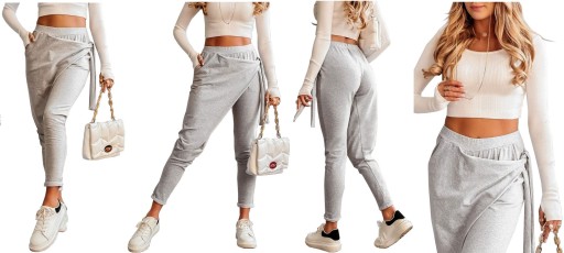 SPODNIE KOPERTOWE Z WIĄZANIEM ASYMETRYCZNE BAGGY L