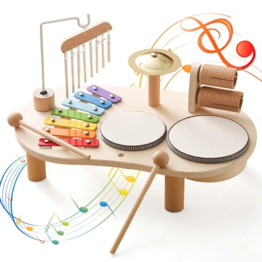 DREWNIANY BLAT montesori INSTRUMENT PERKUSJA CYMBAŁKI KSYLOFON dla dzieci