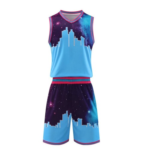 Healthvictor Night Printed Basketball Tank Top Shorts Sets