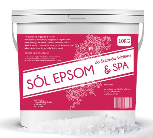 SIARCZAN MAGNEZU EPSOM SOL MAGNEZOWA KAPIEL MASAŻ SPA GORZKA 10KG LECZNICZA