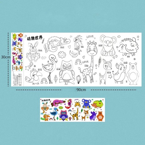Children Drawing Roll Sticky Color Filling Paper Graffiti Scroll Coloring P