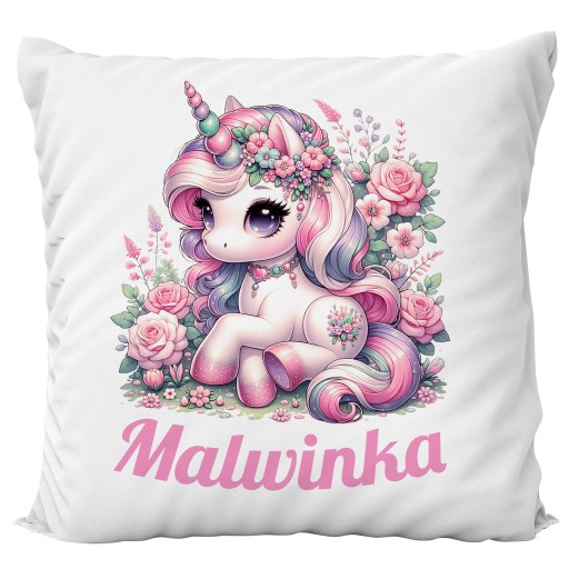 PODUSZKA JEDNOROŻEC UNICORN KOŃ KONIE PREZENT URODZINY + IMIĘ RÓŻNE WZORY