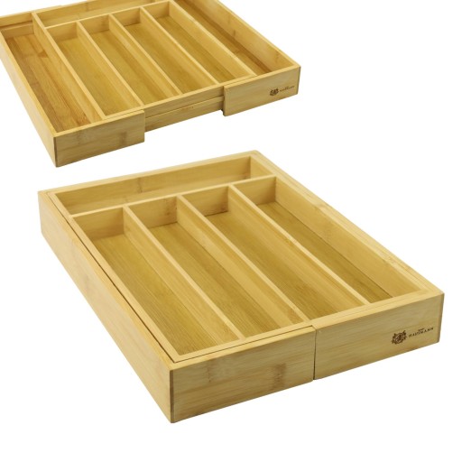 BAMBUSOWY WKŁAD DO SZUFLADY ROZSUWANY ORGANIZER NA SZTUĆCE 36CM