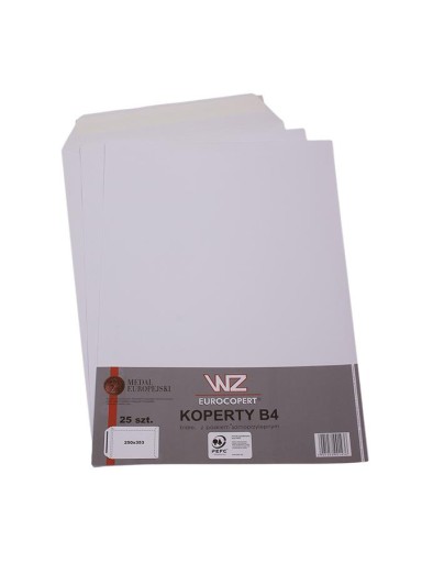 pionowa KOPERTA B4 BIUROWA z paskiem biała WZ EUROCOPERT koperta PAPIEROWA