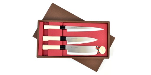 Komplet 3 noży Satake Megumi Classic - Yanagiba, Gyuto, Nakiri