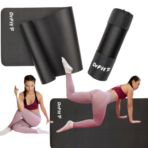 Mata do ćwiczeń Fit.Me 183 cm x 61 cm czarny mata do jogi joga rozgrzewka