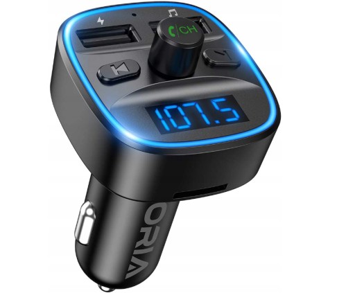 ORIA Transmiter Bluetooth FM, samochodowy adapter V5.07 kolorów LED