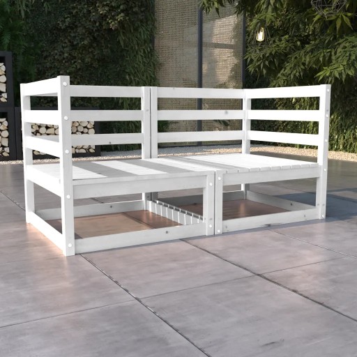 2-osobowa sofa ogrodowa, biała, lite drewno sosnow