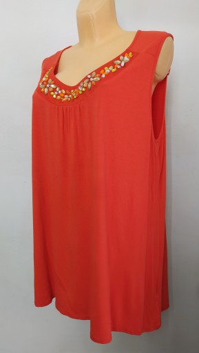 XL/XXL 48 pomarańczowa tunika damska z dzianiny wiskozowej z cyrkoniami