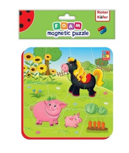 PIANKOWE PUZZLE MAGNETYCZNE ŚWINKA I KOŃ UKŁADANKA DLA DZIECI ROTER KAFER