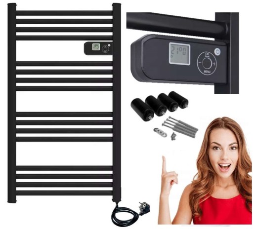 GRZEJNIK ŁAZIENKOWY ELEKTRYCZNY DRABINKA 500W LCD TERMOSTAT