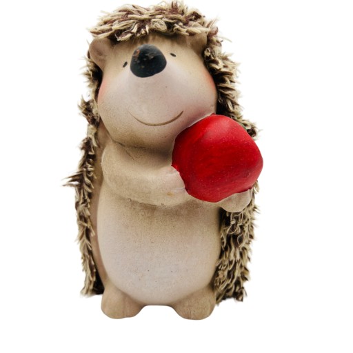 Figurka ceramic Jeż z włosami wiosna jabłko L